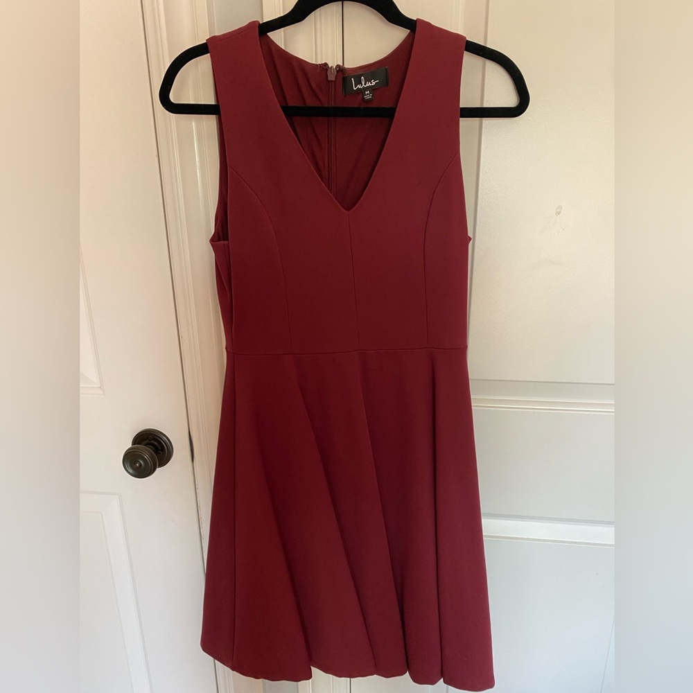 Only Worn Once! Lulu’s Burgundy Skater Dress
